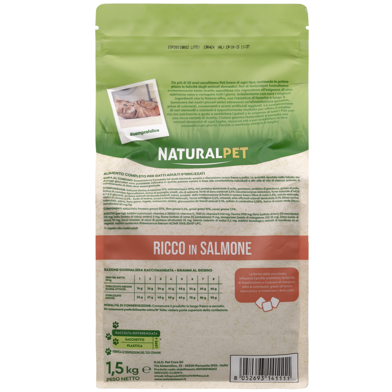 Naturalpet Cat Adult Sterilised ricco in Salmone 1,5kg