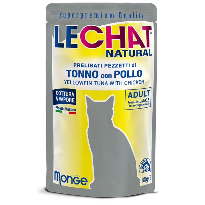 Le Chat Natural gatti adulti pezzetti di Tonno con Pollo 80 gr