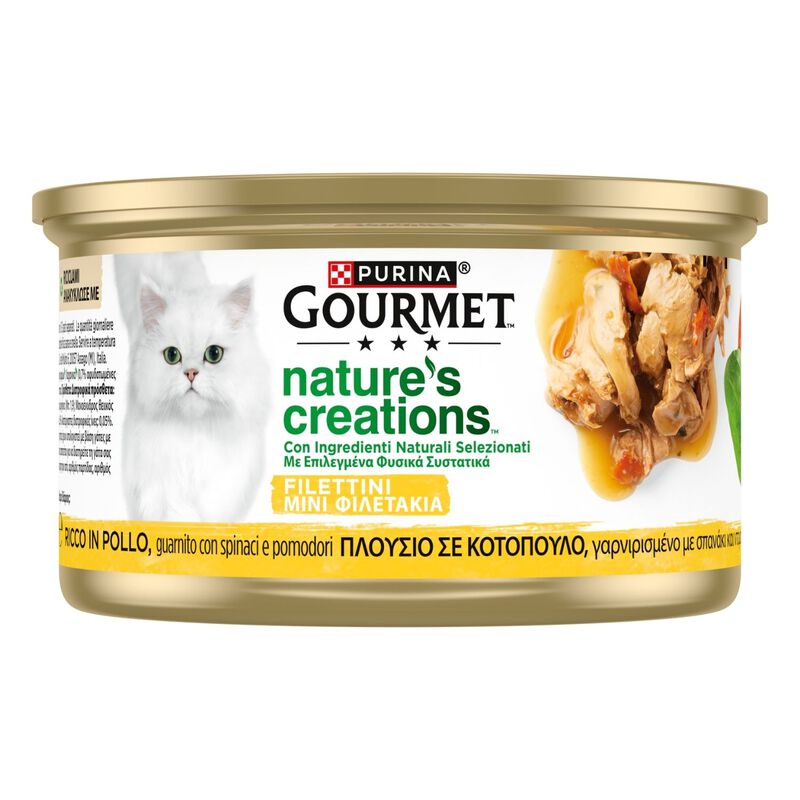 Gourmet Nature's Creations Cat Adult Ricco in Pollo con spinaci e pomodori 85 gr