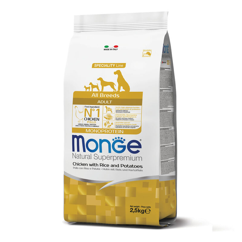Monge Natural Superpremium Dog Adult Monoprotein Pollo con riso e patate 2,5 kg - Scad. Novembre 25