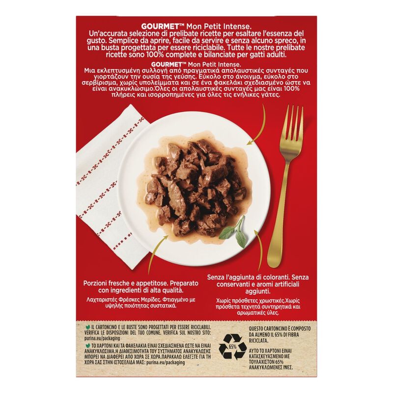 Gourmet Mon Petit Cat Adult con Selvaggina, Fegato, Manzo 6 x 50 gr