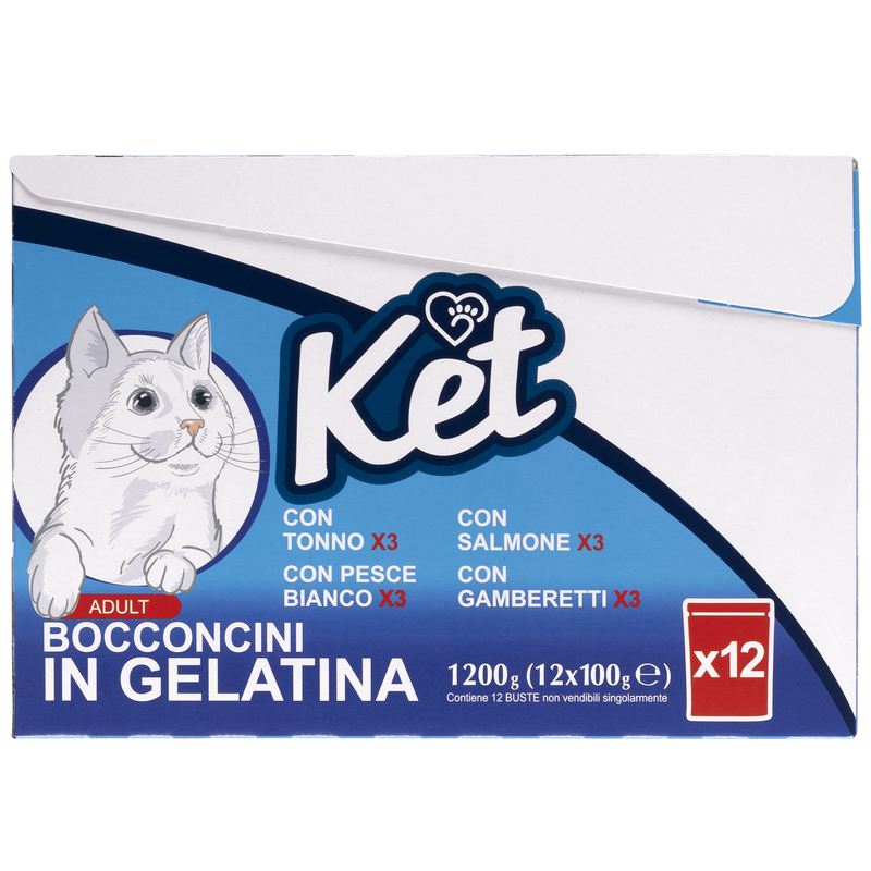 Ket Cat Adult Bocconcini in gelatina con pesce Multipack 100grx12 pz