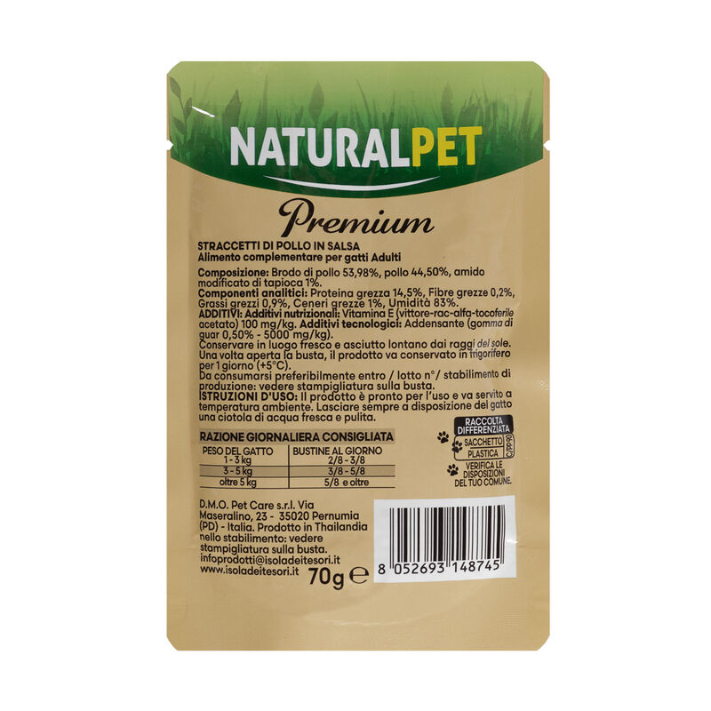 Naturalpet Premium Cat Adult Straccetti di Pollo 70g