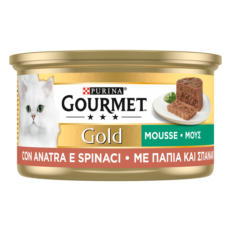 Gourmet Gold Cat Adult Mousse con Anatra e un Tocco di Spinaci 85 gr