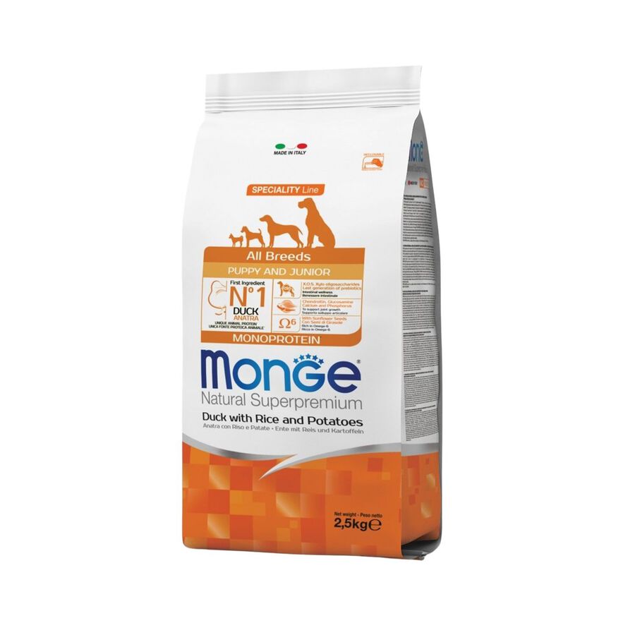 Monge Natural Superpremium Monoprotein per Cuccioli All Breeds con Anatra 2,5 kg