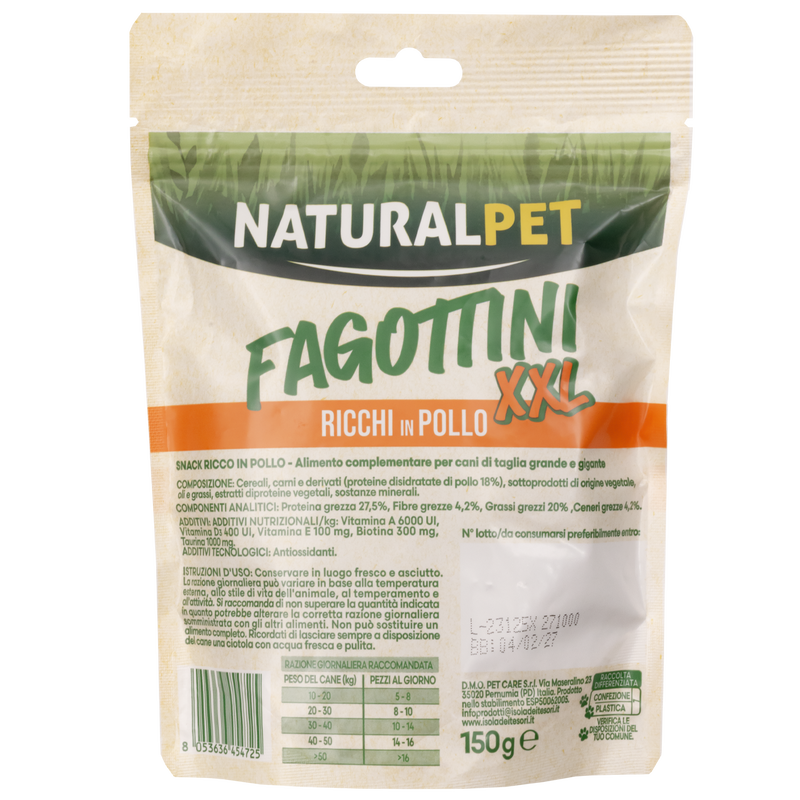 Naturalpet Dog Adult Fagottini ricchi in Pollo XXL 150gr