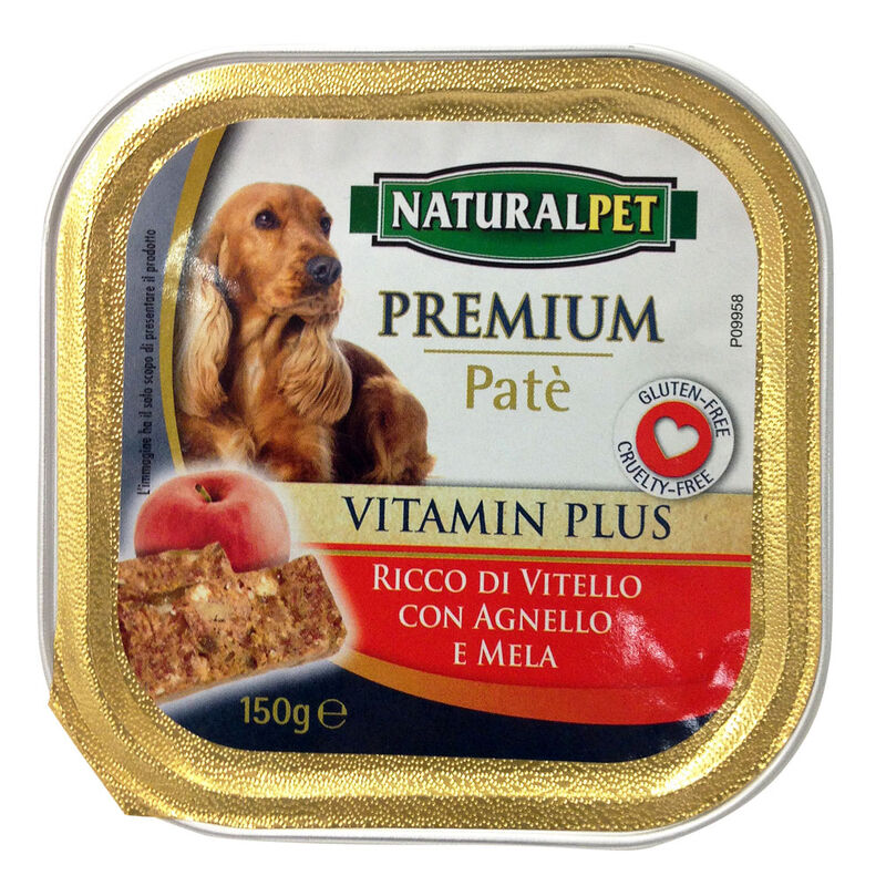 Naturalpet Premium Dog Vitamin Plus Paté Ricco in Vitello, con Agnello e Mela 150 gr