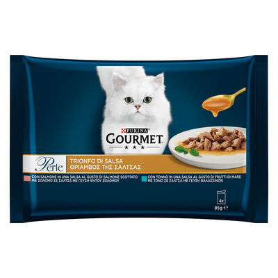 Gourmet Perle Cat Adult Trionfo di Salsa Tonno e Salmone 4x85 gr