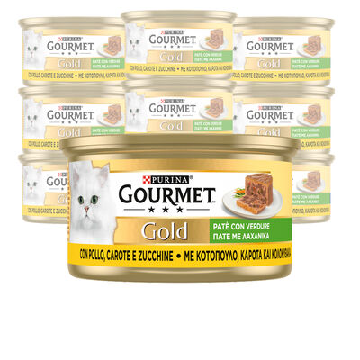 Gourmet Gold Cat Adult Patè con Verdure, con Pollo, Carote e Zucchine 85 gr