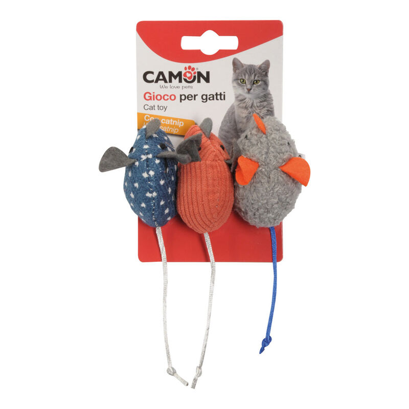Camon Gioco per gatto Topolini colorati con catnip 3 pz