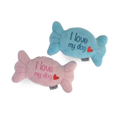 Camon Gioco per Cani Caramella peluche I love my dog con squeaker e crinkle 15 cm