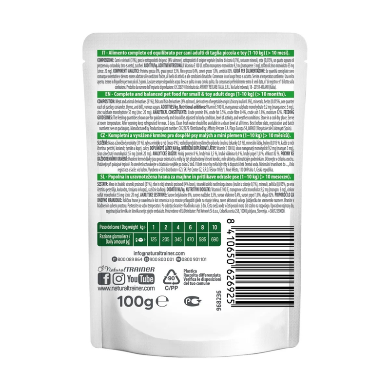 Natural Trainer Dog Adult Small&Toy con Salmone in salsa 100 gr