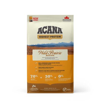 Acana Wild Prairie 11.4kg - Alimento per Cani con Pollo, Tacchino e Pesce Freschi o Crudi
