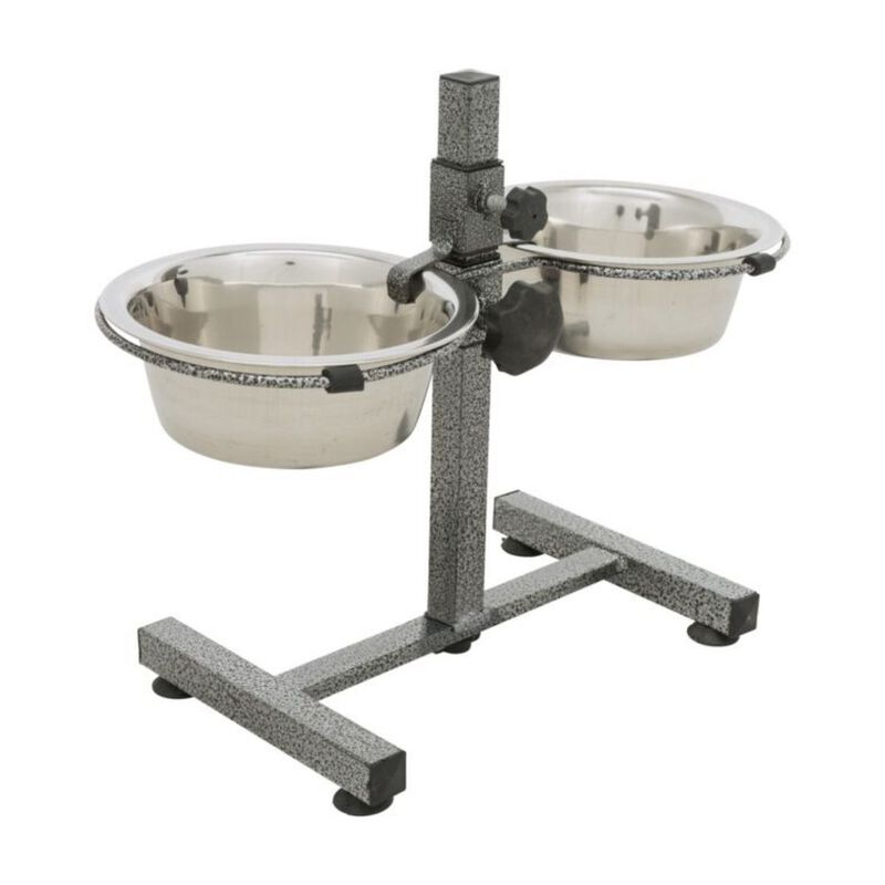 Trixie Bar per Cani con Supporto alzaciotole regolabile in altezza e 2 ciotole acciaio 2,8 lt