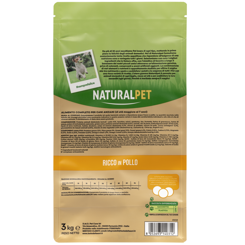Naturalpet Premium Dog Adult Senior All breeds ricco in Pollo 3 kg 