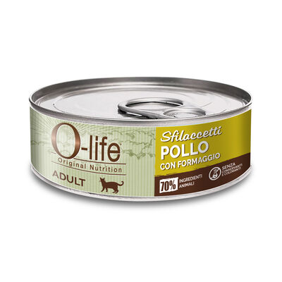 O-life Cat Adult Sfilaccetti Pollo e Formaggio 70 gr