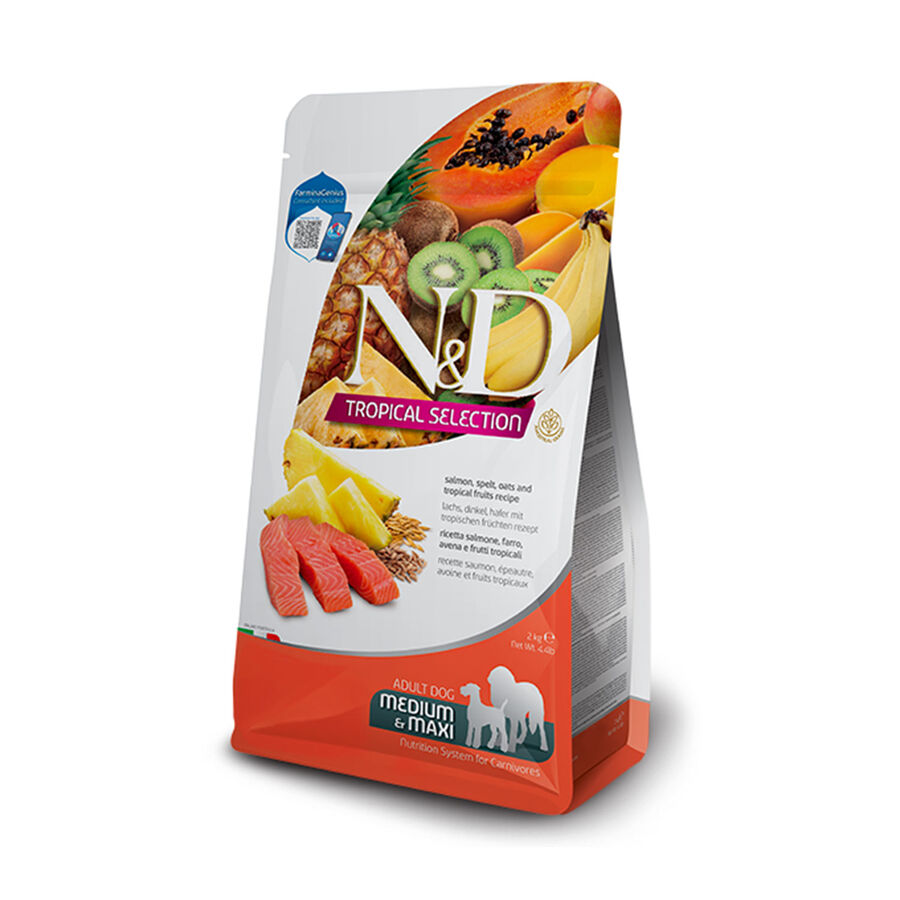 Farmina N&D Tropical Dog Adult Medium&Maxi Salmone e Frutti Tropicali 10 kg