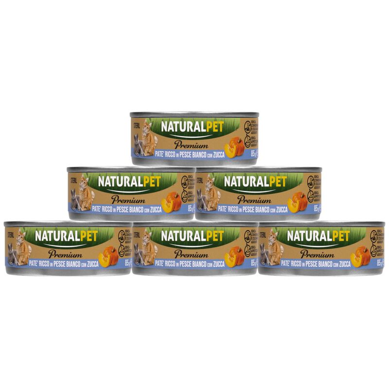 Naturalpet Premium Cat Adult Sterilised Pat&eacute; ricco in Pesce bianco con zucca 85gr