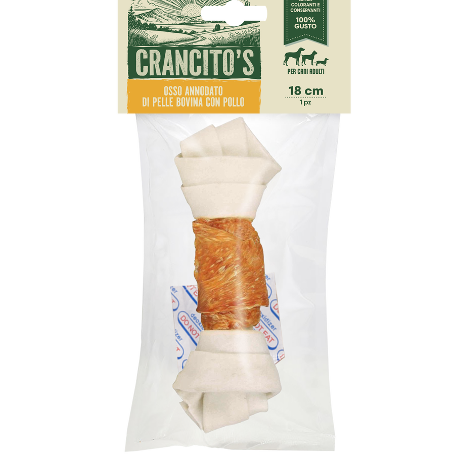 Crancito's Dog Adult Osso annodato di pelle bovina con pollo 18cm 1pz