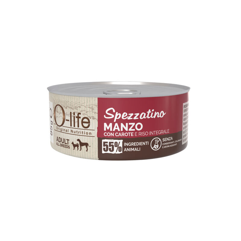 O-life Spezzatino Manzo con carote per Cani Adulti 85gr