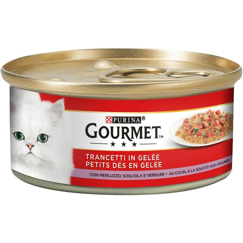 Gourmet Rosso Cat Adult Trancetti in Gel&eacute;e con Sogliola Merluzzo e Verdure 195 gr