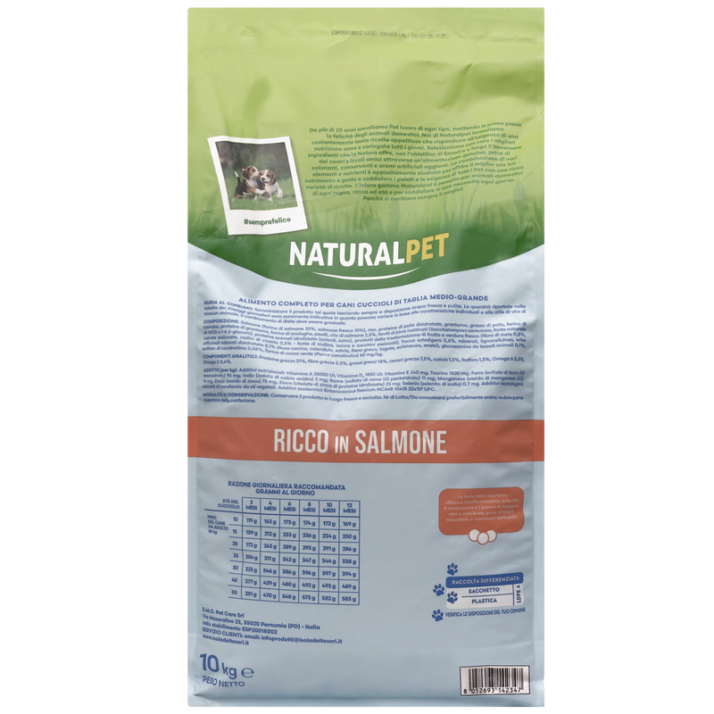 Naturalpet Prime Orme Puppy Medium&Large ricco in Salmone 10 kg