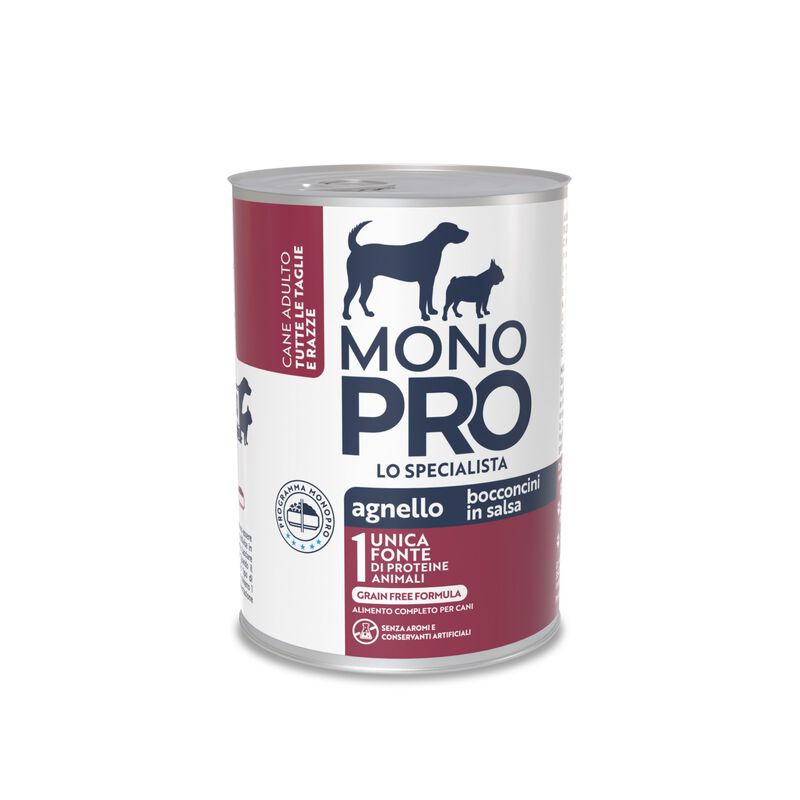 Monopro Bocconcini in Salsa per cani adulti Agnello 415 gr