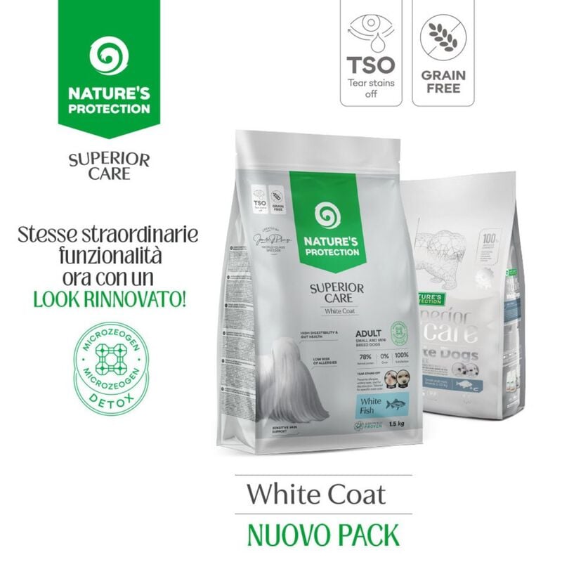 Nature's Protection Superior Care Dog Adult Small & Mini con Pelo Bianco al Pesce bianco 10 kg