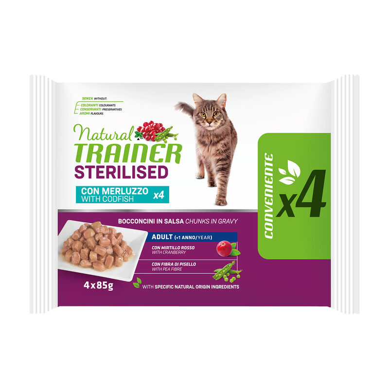 Natural Trainer Cat Adult con Merluzzo 4x85 gr