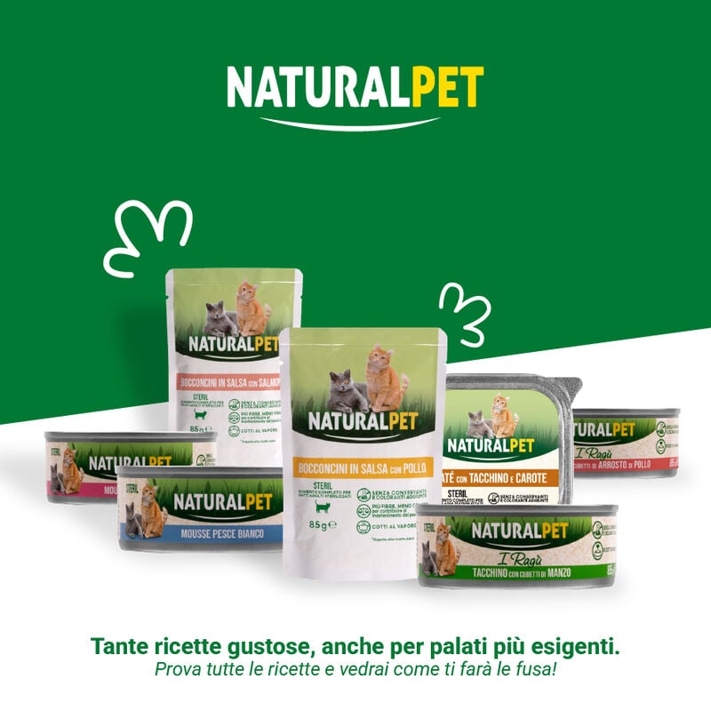 Naturalpet Cat I rag&ugrave; Pollo con cubetti di arrosto di maiale 85gr