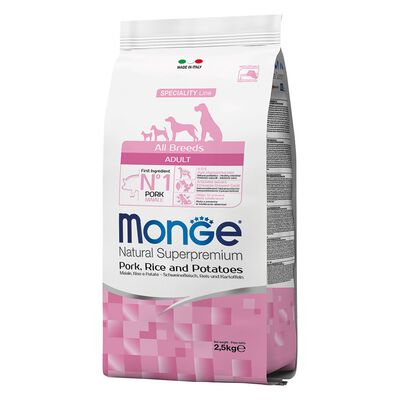 Monge Natural Superpremium Crocchette per cani adulti Maiale, riso e patate 2,5 kg