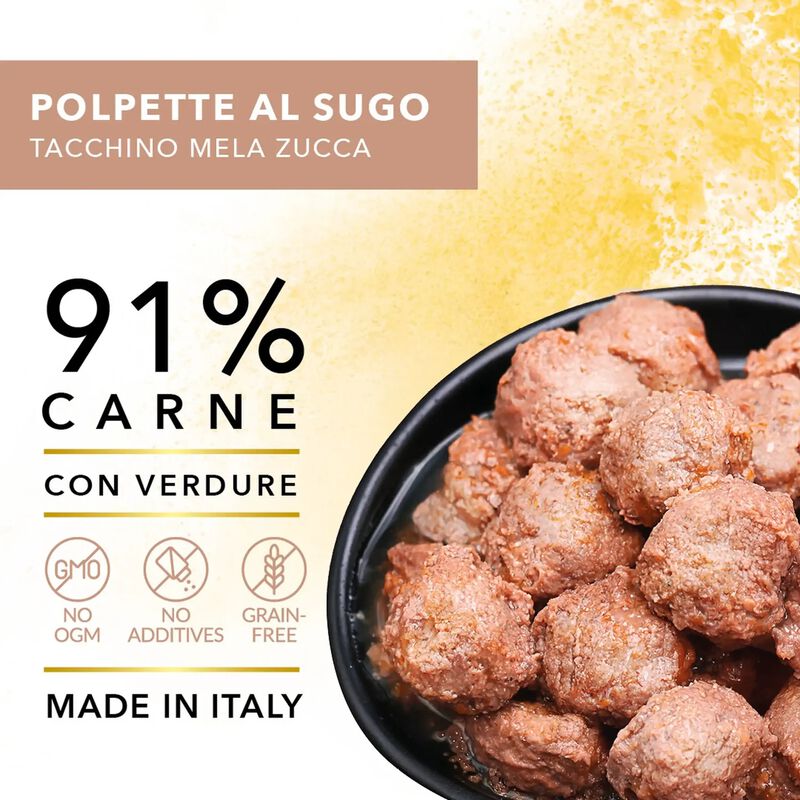 Tasty Pet Polpette in Salsa per cani con Tacchino, Mela e Zucca 150 gr
