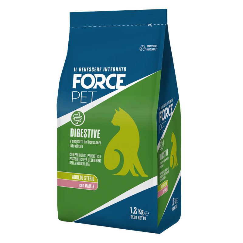 Forcepet Cat Adult Steril Digestive con maiale 1,2kg