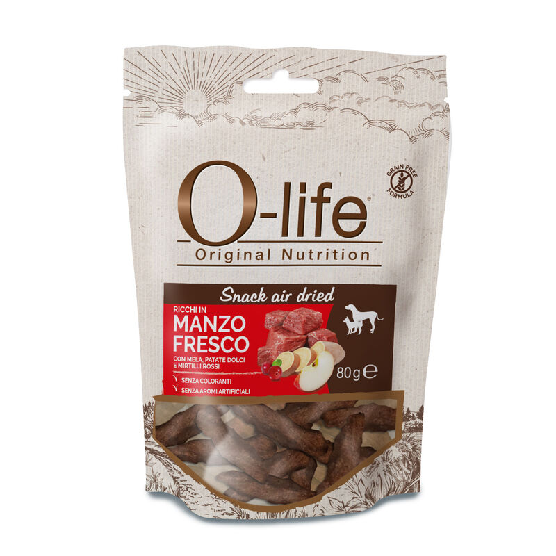 O-life Dog Snack Air Dried con Manzo Fresco 80 gr