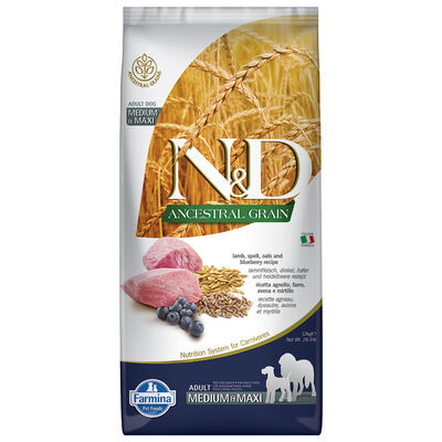 Farmina N&D Ancestral Grain Dog Adult Medium & Maxi Agnello e Mirtillo 12 kg