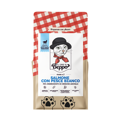 Il Cibo di Beppo Cat steril Salmone e Pesce bianco 300gr