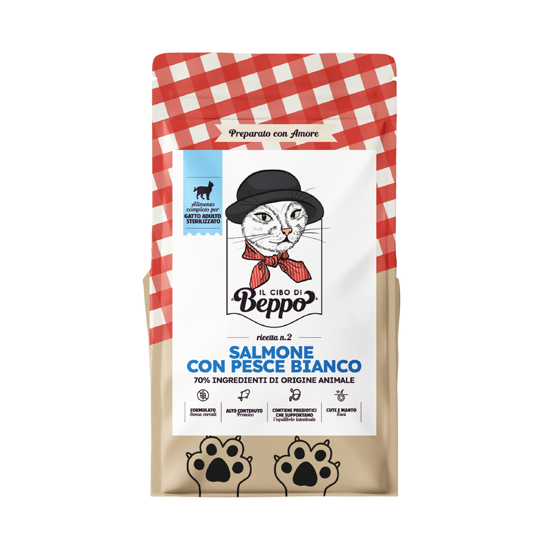 Il Cibo di Beppo Cat steril Salmone e Pesce bianco 300gr