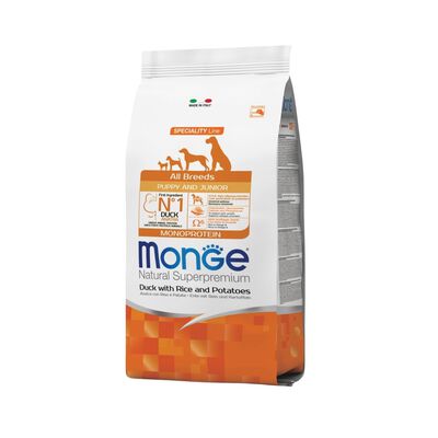 Monge Natural Superpremium Monoprotein per Cuccioli All Breeds con Anatra 12 kg
