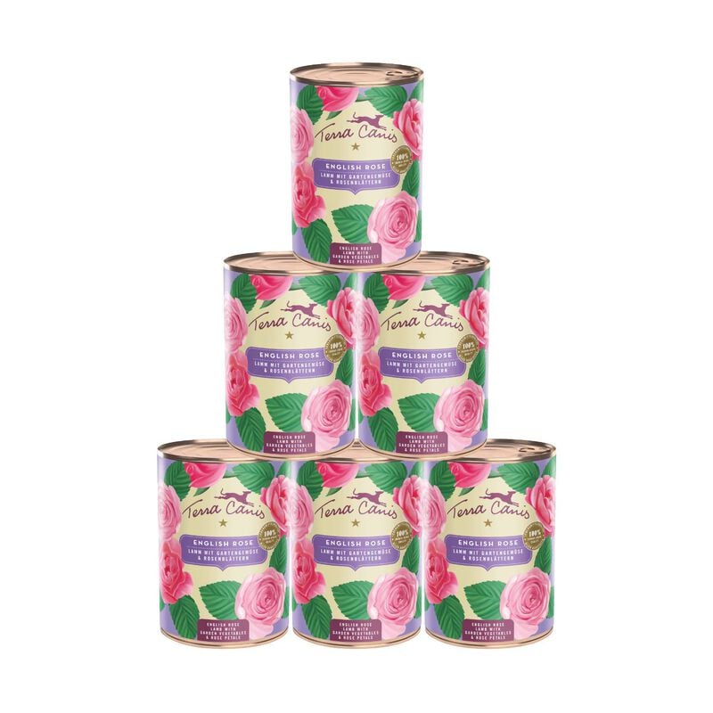 Terra Canis Dog menu flower Rosa Inglese Agnello con verdure miste e petali di rosa 400 gr