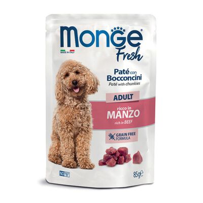 Monge Fresh Pat&eacute; con Bocconcini di Manzo per cani adulti 85 gr 
