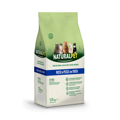 Naturalpet Cat Adult Steril ricco in pesce con trota 1,5kg