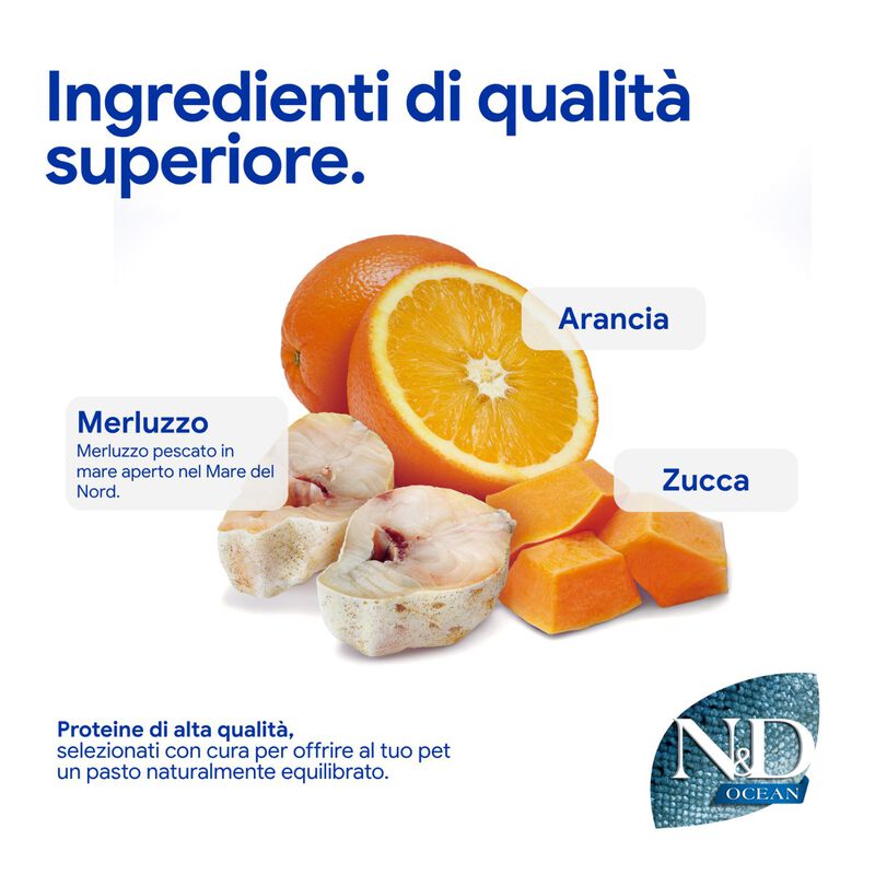 N&D Farmina Ocean Dog Adult Mini Merluzzo, Zucca & Arancia 7 kg
