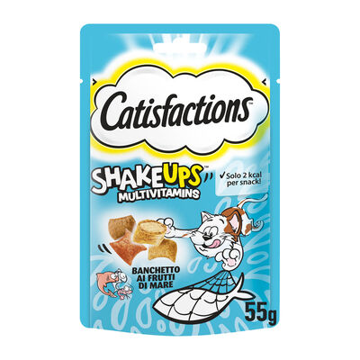 Catisfactions Cat Snack Shake Ups Multivitamins Banchetto ai frutti di mare 55 gr