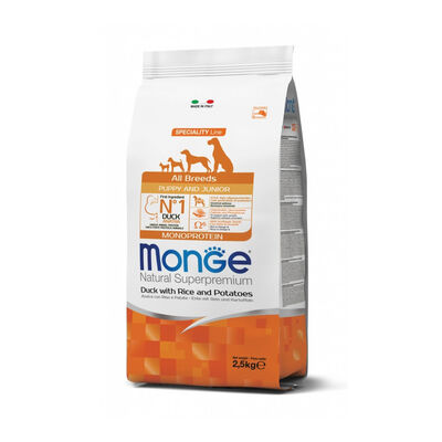 Monge Natural Superpremium Puppy&Junior All breeds Anatra con riso e patate 2,5 kg