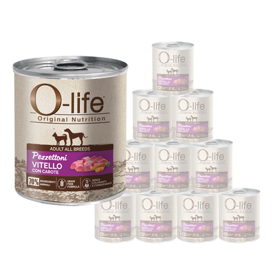 O-life Dog Adult Pezzettoni Vitello con carote 400gr