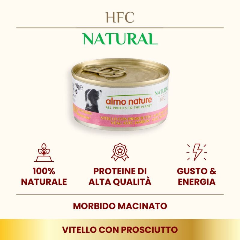 Almo Nature HFC Natural Dog Adult Vitello con Prosciutto 95gr Almo Nature HFC Natural Dog Adult Vitello con Prosciutto 95gr