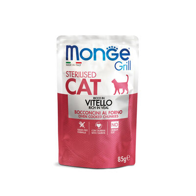 Monge Grill Cat Sterilised Bocconcini in Jelly Ricco in Vitello 85 gr