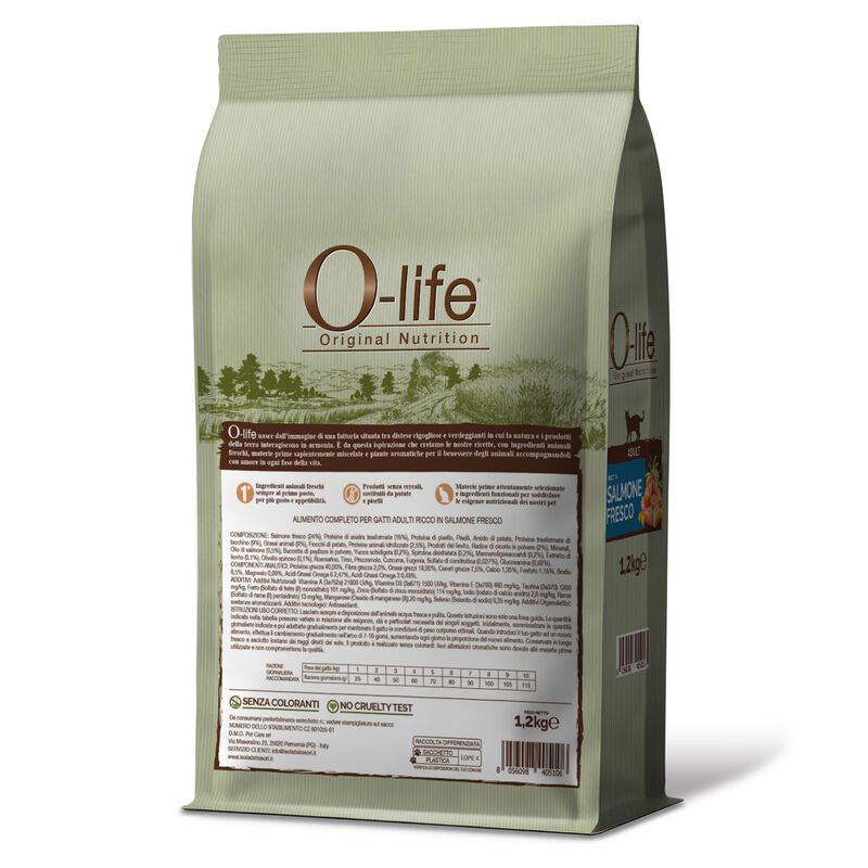O-life Cat Adult con Salmone Fresco 1,2 Kg