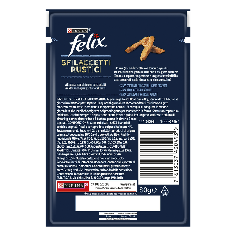 Purina Felix Sfilaccetti Rustici Cat Adult con Salmone 85 gr