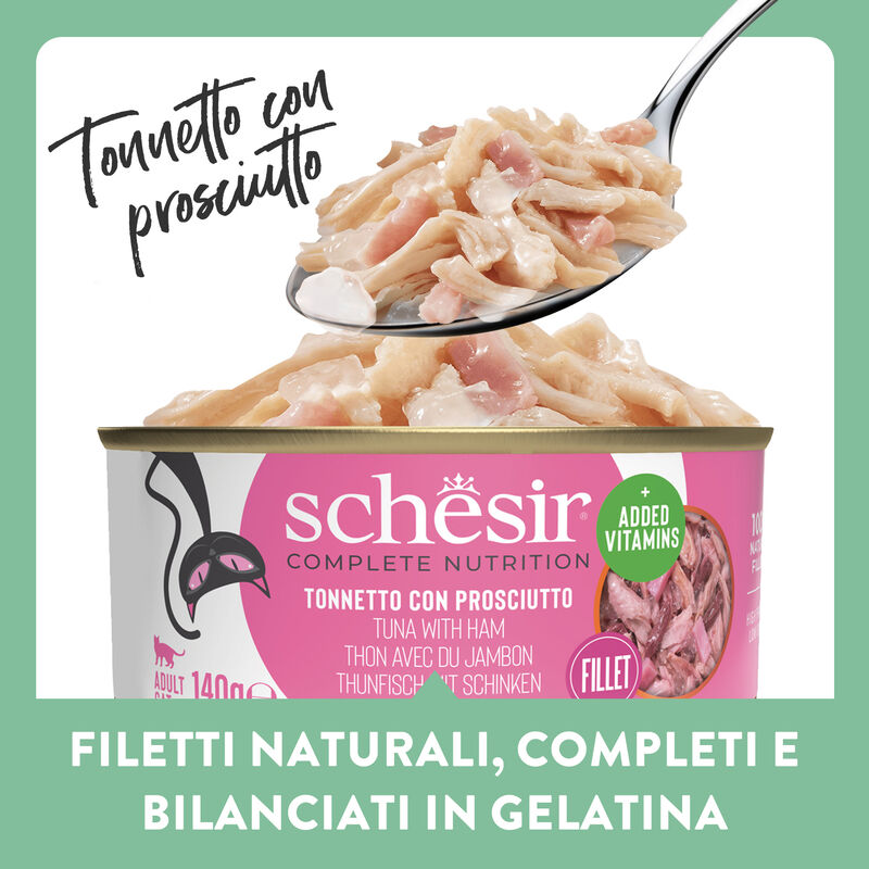 Schesir Cat Adult Tonno e prosciutto jelly 140g